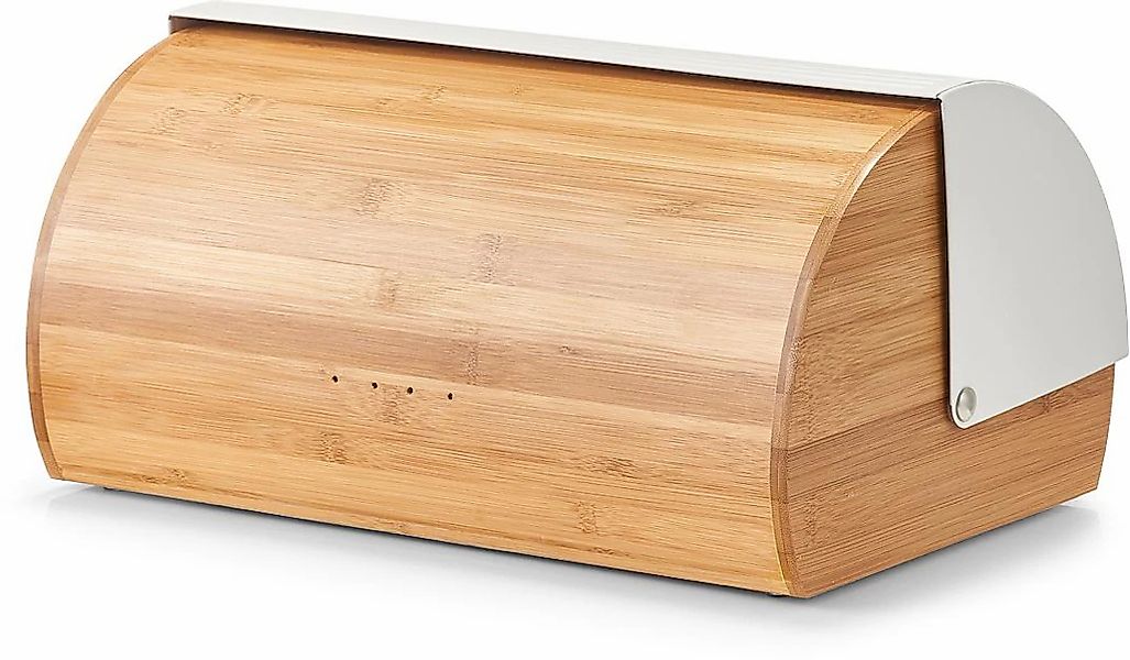 Zeller Brotkasten Bambus/Metall 19 cm x 27 cm x 39 cm Weiß-Natur günstig online kaufen