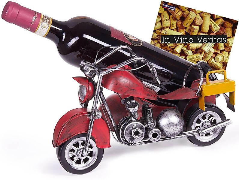 BRUBAKER Weinflaschenhalter Motorrad mit Beiwagen Rot günstig online kaufen