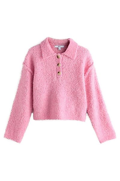 Next Strickpullover Gerippter, langärmeliger Bouclé-Polopullover (1-tlg) günstig online kaufen