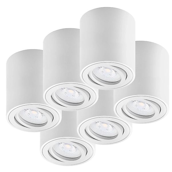 Oktaplex 6er Set Alu Deckenspot Lile M Schwenkbar inkl. LED-Module Warmweiß günstig online kaufen
