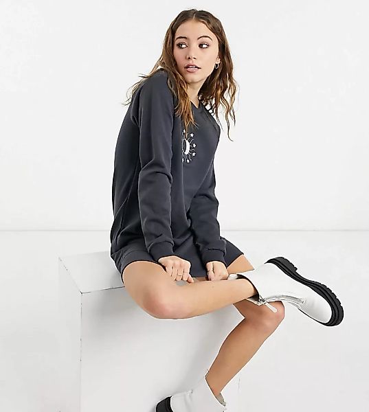 Wednesday's Girl – Oversize-Sweatshirtkleid mit Himmelskörper-Print-Navy günstig online kaufen