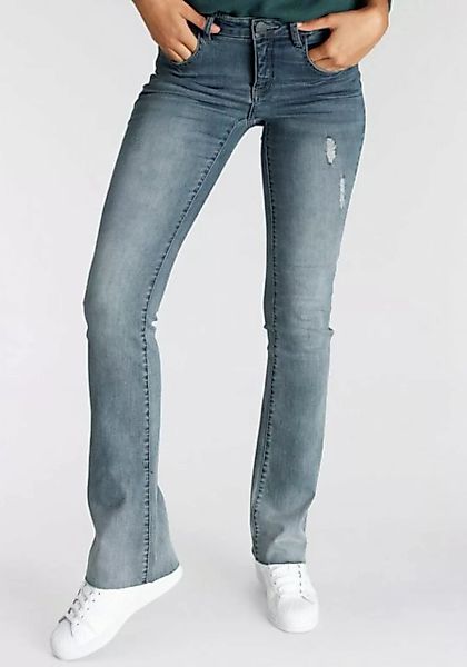 Arizona Bootcut-Jeans Ultra-Stretch ausgestellte Beinform, modischer Used-L günstig online kaufen