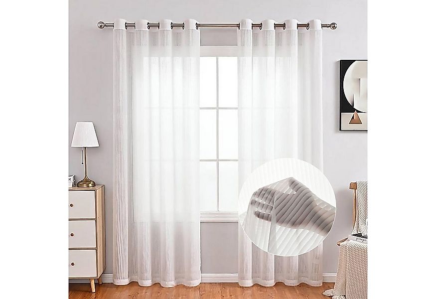 BYSURE Gardine (2 St), Ösen, halbtransparent, Polyester, Streifen Gardine günstig online kaufen