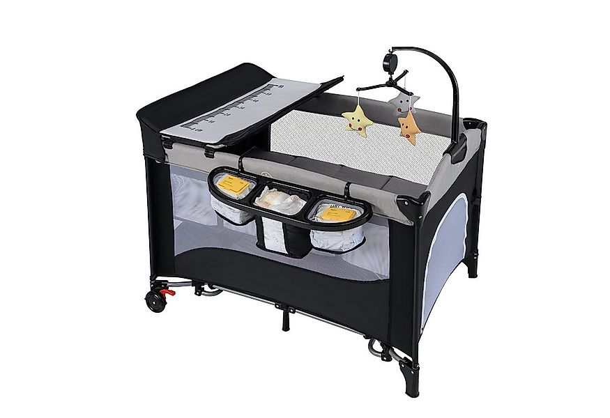 COSTWAY Beistellbett, 5 in 1 Babybett, Reisebett, höhenverstellbar, mit Rol günstig online kaufen