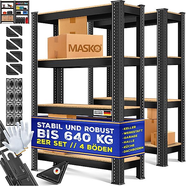 MASKO Schwerlastregal, 2er-Set Lagerregal Schwerlastregal, Kellerregal günstig online kaufen
