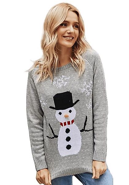 AUKUU Strickpullover Frauen-Strickpullover mit kleinem Schneemann, Weihnach günstig online kaufen