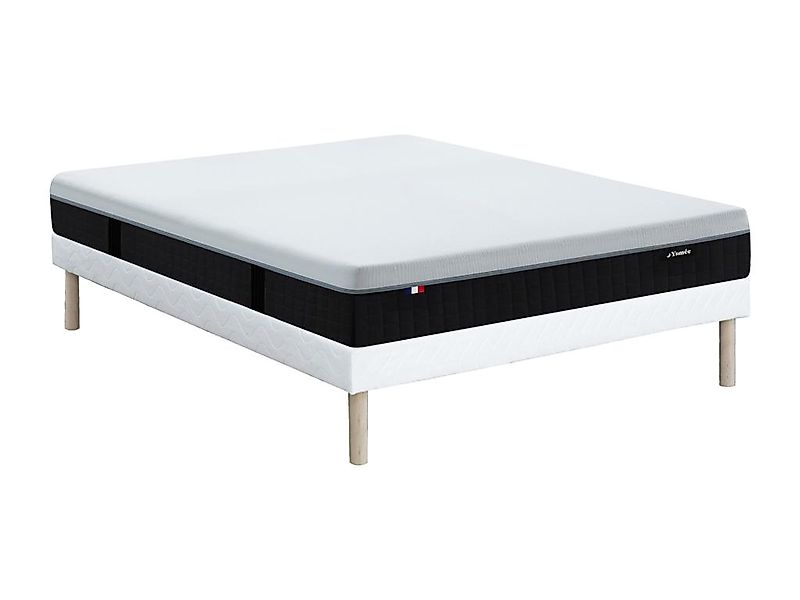 Set aus Polster-Bettgestell + Hybridmatratze feuerfest - 140 x 190 cm - 9-Z günstig online kaufen