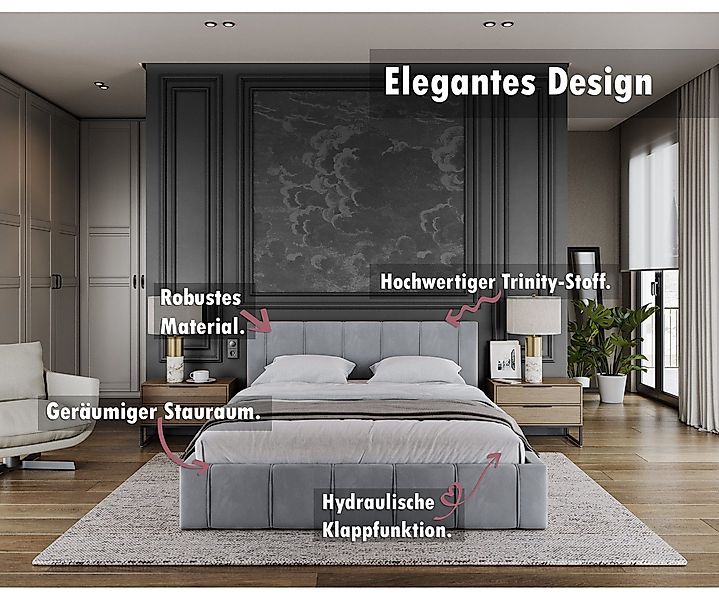 thematys Polsterbett Bett aus Velours Stauraumbett - TOPSELLER - MADE IN EU günstig online kaufen