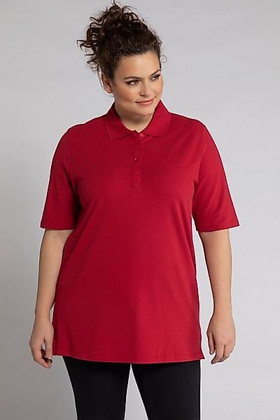 Ulla Popken T-Shirt Poloshirt Piqué Polokragen Samt-Knopfleiste günstig online kaufen