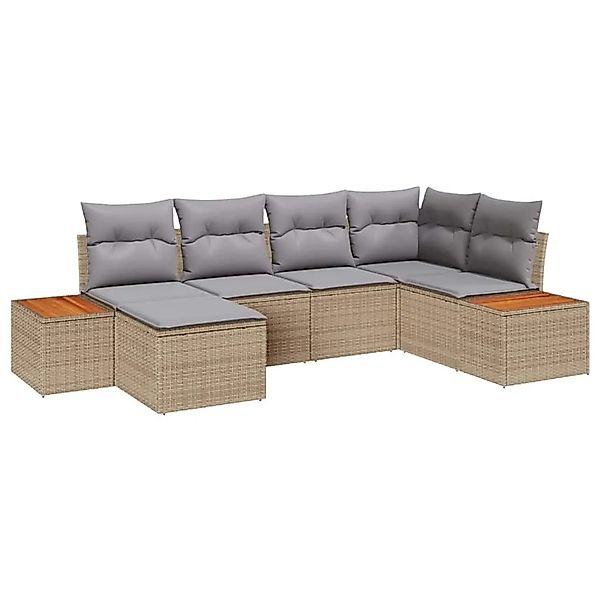 vidaXL Gartensofa-set mit Kissen 6-Tlg Beige und Hellgrau Poly-Rattan 33567 günstig online kaufen