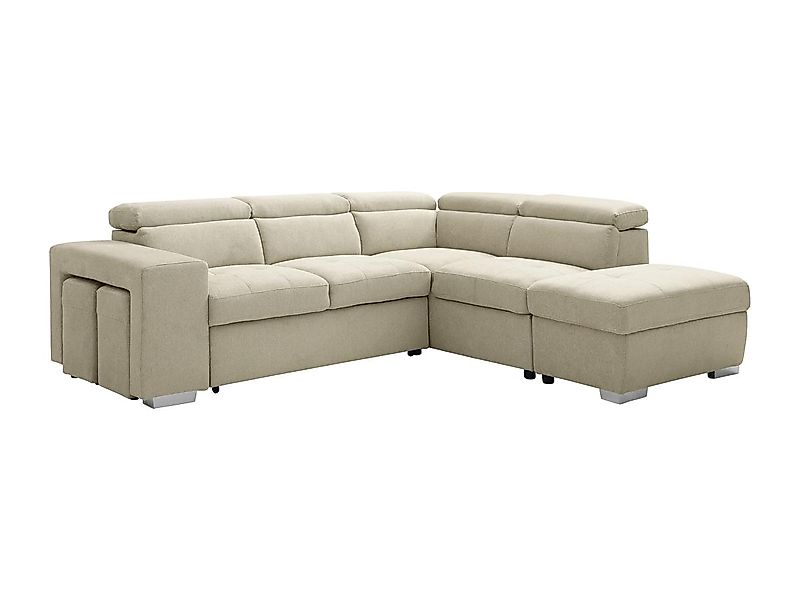 Ecksofa mit Schlaffunktion - Ecke rechts - Stoff - Beige - MELICENA günstig online kaufen