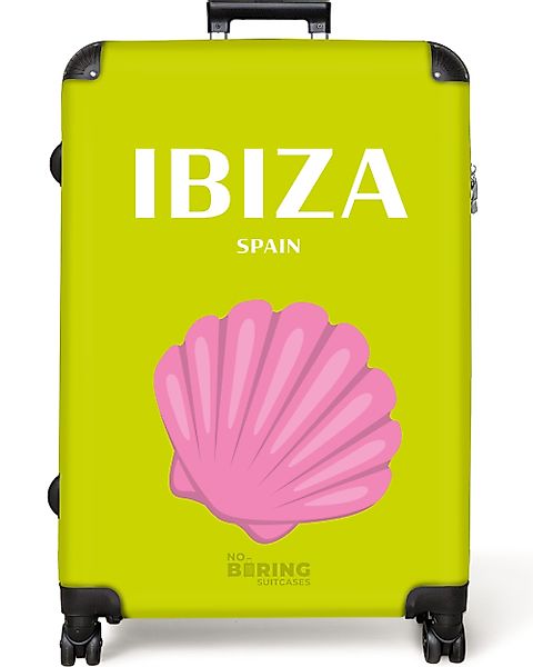NoBoringSuitcases.com© Hartschalen-Trolley Grün mit Ibiza Spanien günstig online kaufen