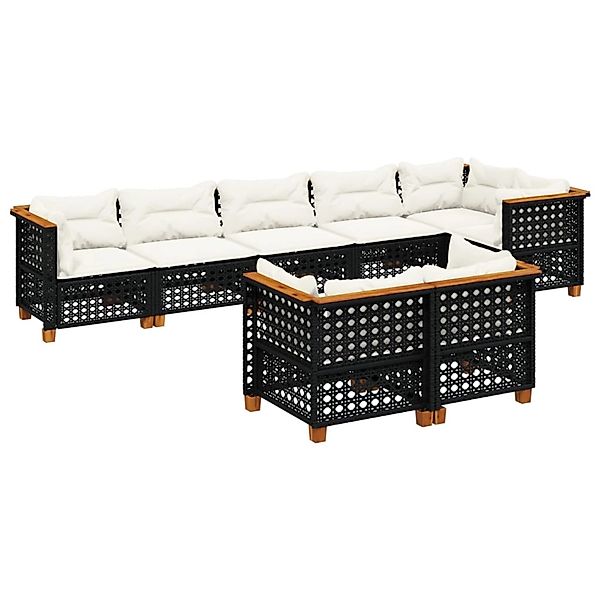 vidaXL 8-Tlg Garten-Sofagarnitur mit Kissen Schwarz Poly Rattan 3261890 günstig online kaufen