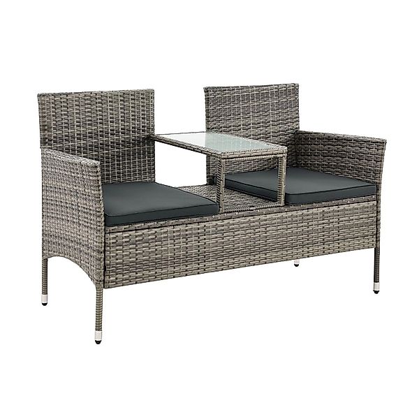 Juskys Balkonset Monaco, Balkonmöbel in Rattan-Optik, Polyrattan 2-Sitzer m günstig online kaufen