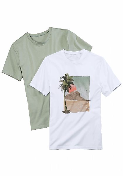Beachtime T-Shirt Packung, 2 Stk. tlg. Freizeitshirt mit Rundhals und Front günstig online kaufen
