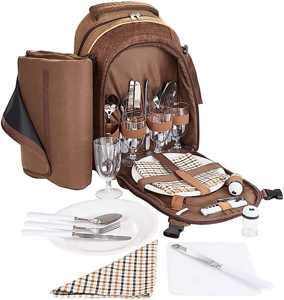 BRUBAKER Freizeitrucksack Picknick-Set für 4 Personen (isolierender Thermor günstig online kaufen
