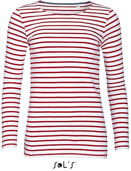 SOLS Langarmshirt Damen Longsleeve Striped T-Shirt Marine gestreift günstig online kaufen