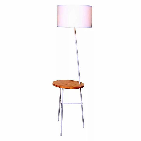 Beistelltisch mit Lampe in Weiß Skandi Design günstig online kaufen