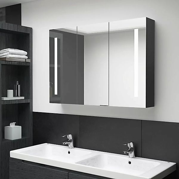 Led-bad-spiegelschrank 89x14x62 Cm Glänzendes Schwarz günstig online kaufen