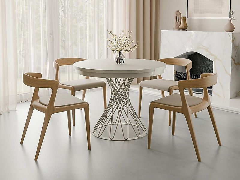 Compleo Esstisch Küchentisch, Runder Esszimmertisch 100-140, Metallbeine LU günstig online kaufen