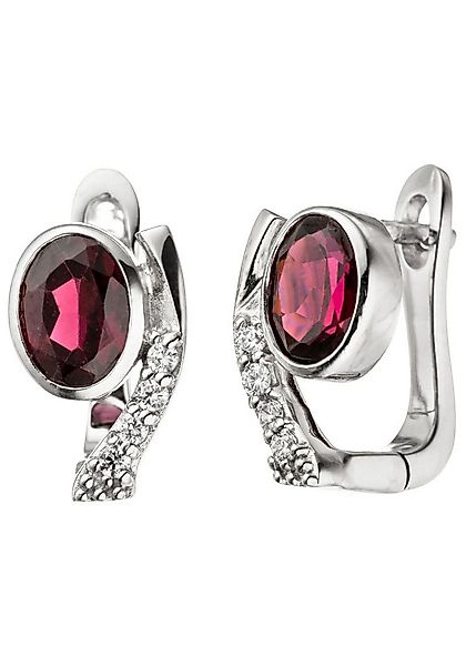 JOBO Paar Creolen, 925 Silber mit Granat und 8 Zirkonia günstig online kaufen