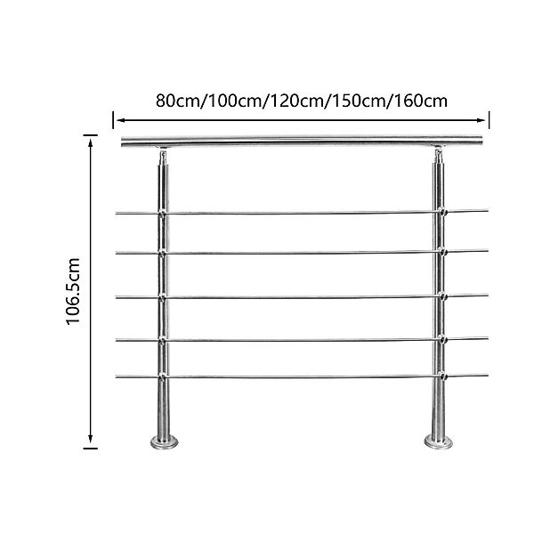 Clanmacy Treppengeländer Geländer Edelstahl Handlauf 80-160cm günstig online kaufen