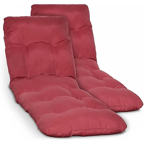 Beautissu 2X Auflage Sonnenliege Deckchair Flair RL 190x60x8 cm Rot günstig online kaufen