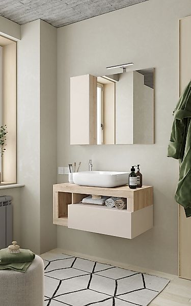 welltime Badmöbel-Set "Hamburg, Badezimmerset 2tlg. Breite 92 cm, Badmöbel, günstig online kaufen