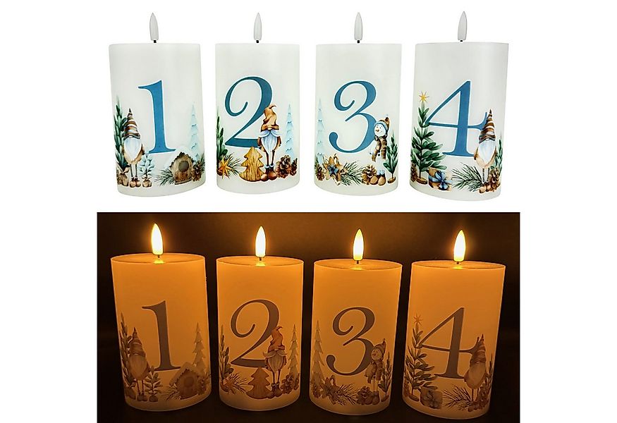Online-Fuchs LED-Kerze 4 Adventskerzen im Set mit Zahlen und 6-Stunden Time günstig online kaufen