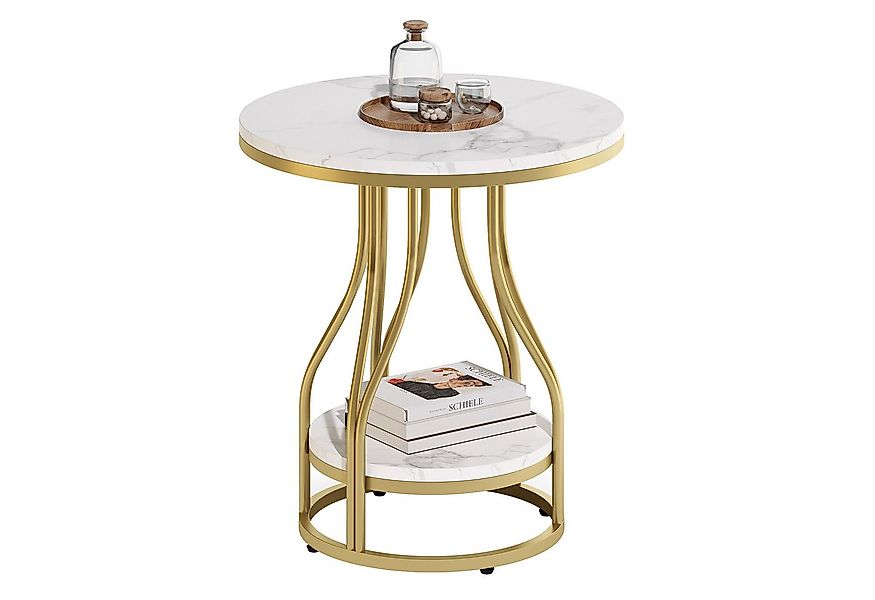 Tribesigns Beistelltisch Runder Beistelltisch in Weißgold, Beistelltisch mi günstig online kaufen