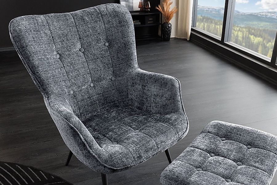 riess-ambiente Sessel SCANDINAVIA grau/schwarz - Chenille, Metall, mit Arml günstig online kaufen