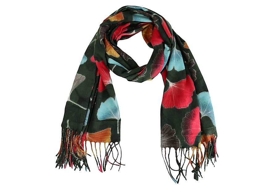 MIRROSI Modeschal weicher und warmer Schal Gingkoblatt mit Fransen, 70x180c günstig online kaufen