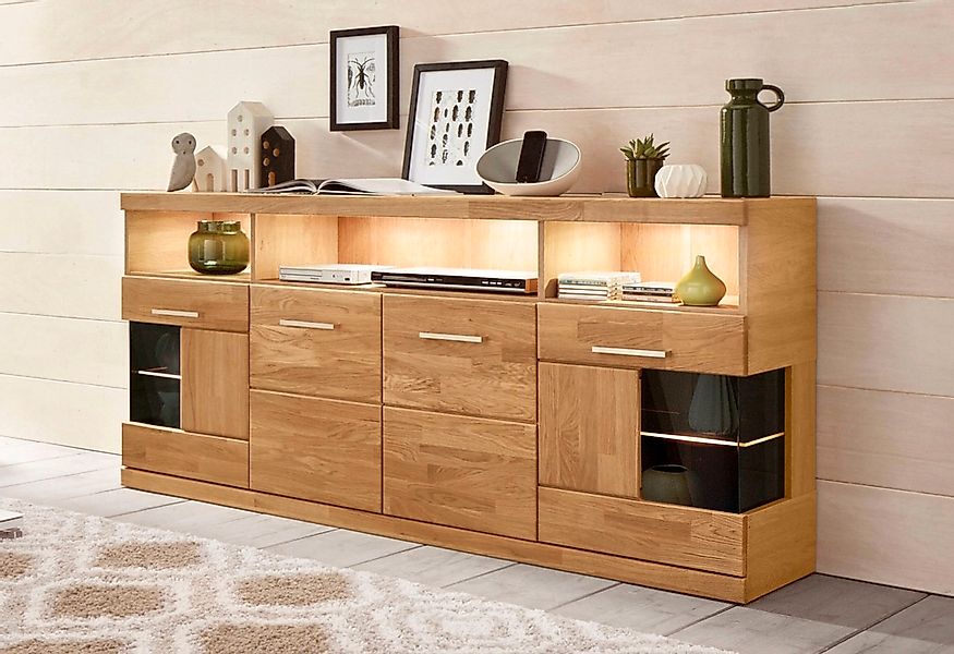 OTTO home Sideboard "RIBE20 Fronten massiv,Korpus Melamin, 2 Türen mit Glas günstig online kaufen