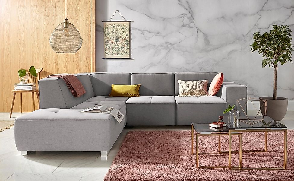 Home affaire Ecksofa "Sapporo L-Form" wahlweise Bettfunktion oder Sitztiefe günstig online kaufen