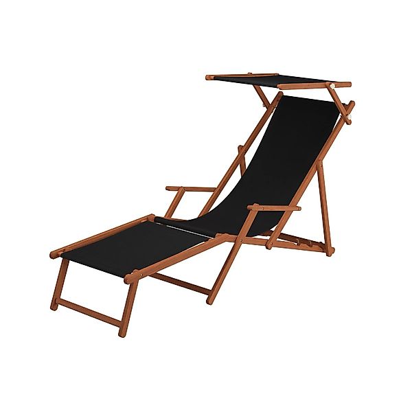 Erst-Holz Holz-Liegestuhl Klappstuhl Strandstuhl Stofffarbe Schwarz 10-300 günstig online kaufen