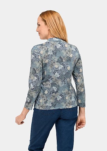 GOLDNER Rundhalspullover "Kurzgröße Floraler Strickpullover mit Stehkragen" günstig online kaufen