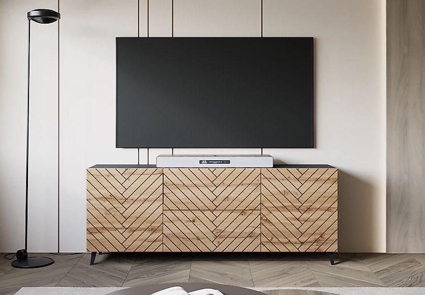 Home affaire Lowboard "Phuket, Front MDF" 1 Stk. tlg. 2 Schubladen, 4 Türen günstig online kaufen