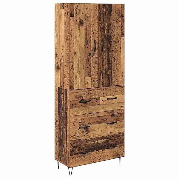 vidaXL Highboard mit Schubladen 2-Tlg Altholz Ingenieurholz und Glas 341578 günstig online kaufen