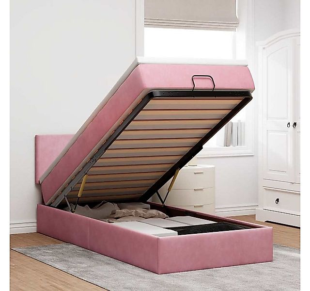 vidaXL Bett, Ottoman-Bett mit Matratze Rosa 90x190 cm Samt günstig online kaufen