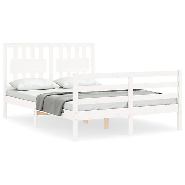 vidaXL Massivholzbett mit Kopfteil Weiß 3194282 günstig online kaufen