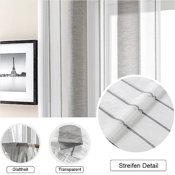 NUODWELL Gardine Voile Gardinen mit Ösen, günstig online kaufen