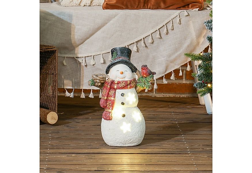 HOMCOM Weihnachtsfigur Schneemann mit Vögel, 38 cm, mit LED-Licht (Weihnach günstig online kaufen