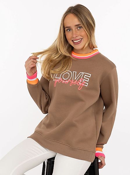 Zwillingsherz Hoodie ""Love Yourself"", Rundhals, gestreifte Neon-Bündchen, günstig online kaufen