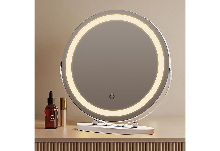 EMKE Kosmetikspiegel Runder Schminkspiegel mit Beleuchtung Tischspiegel, φ4 günstig online kaufen