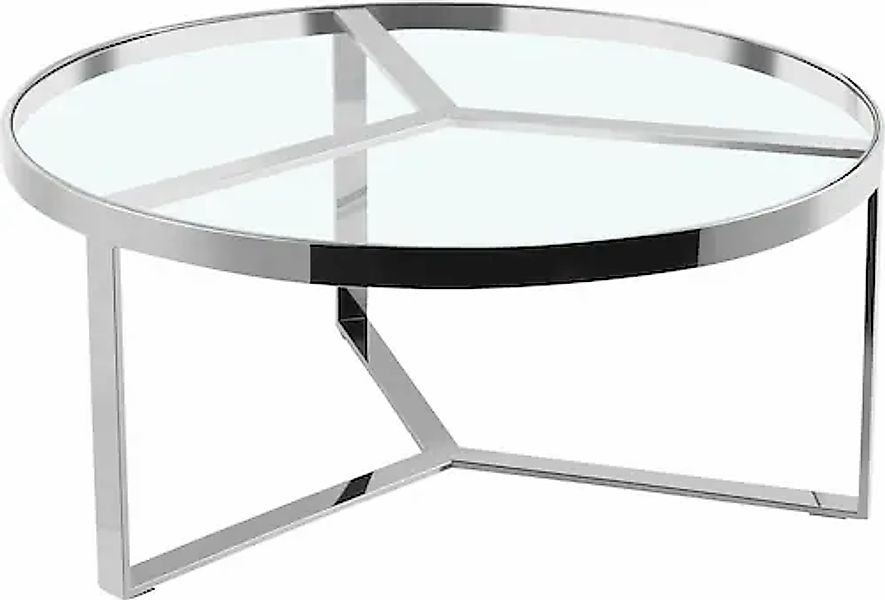 Leonique Couchtisch »Palmer«, Runder Couchtisch, Silber, Chrom, Glasplatte, günstig online kaufen