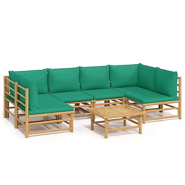 vidaXL Gartenlounge-Set 7-tlg. Garten-Lounge-Set mit Grünen günstig online kaufen