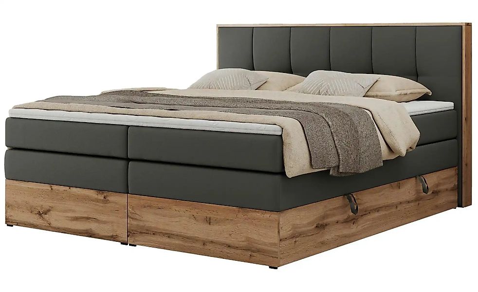 Boxspringbett mit Bettkasten Albero 1 King ¦ grau ¦ Maße (cm): B: 168 H: 11 günstig online kaufen