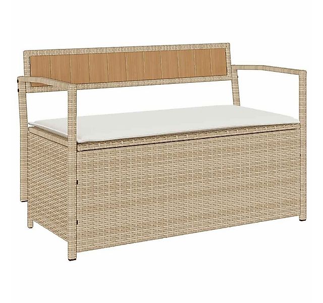 vidaXL Gartenbank Gartenbank mit Stauraum und Kissen Beige Poly Rattan (1-S günstig online kaufen