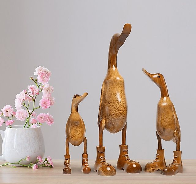 Rikmani Dekofigur Holzfigur Ente, Handgefertigte Dekoration aus Holz, Gesch günstig online kaufen
