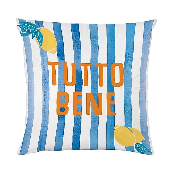 queence Dekokissen »Tutto Bene blau weiß gestreift«, Beidseitig bedruckte K günstig online kaufen
